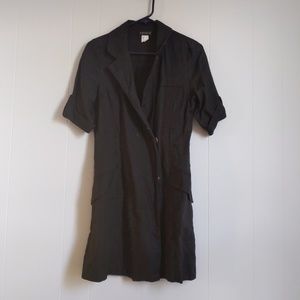 Black Venus Linen Shirt Dress with Snaps